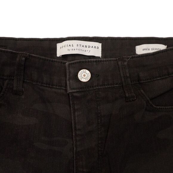 Social Standard Sanctuary Ankle Skinny Jeans Size 8 Black Camouflage 29x25.5 - Picture 11 of 12
